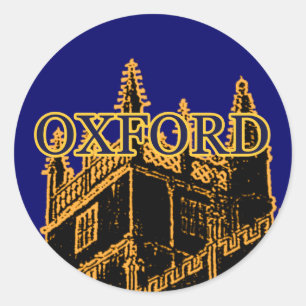Oxford England 1986 Building Spirals Gold Classic Round Sticker