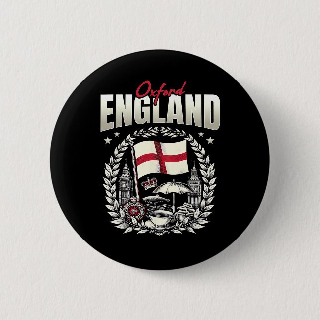 Oxford England Flag Souvenir Oxford Vacation  6 Cm Round Badge (Front)
