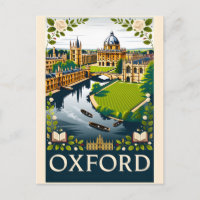 Oxford England Retro Travel Poster Art