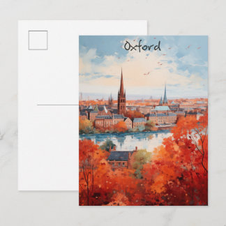 Oxford England Travel City Painting Aesthetic Postcard