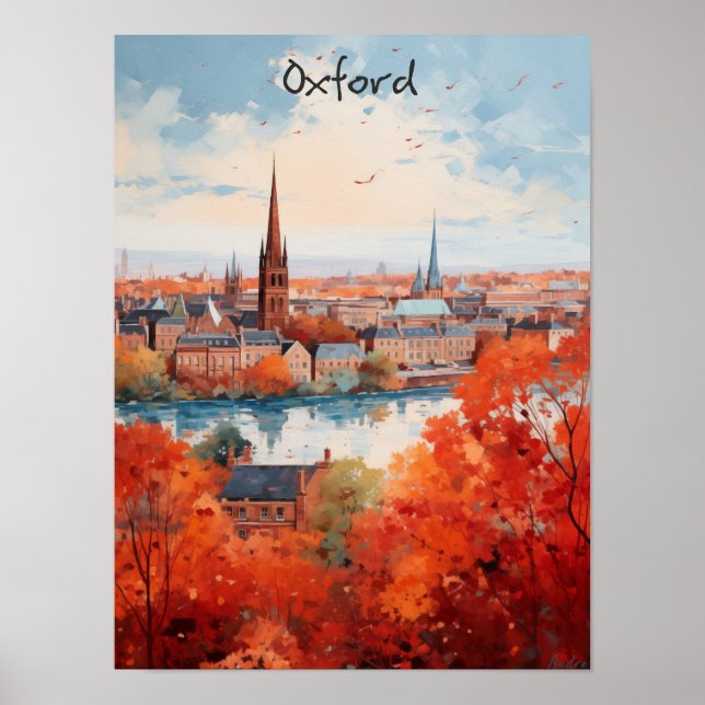 Oxford England Travel City Painting Aesthetic Poster (Front)