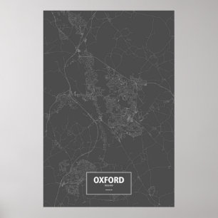 Oxford, England (white on black) Poster