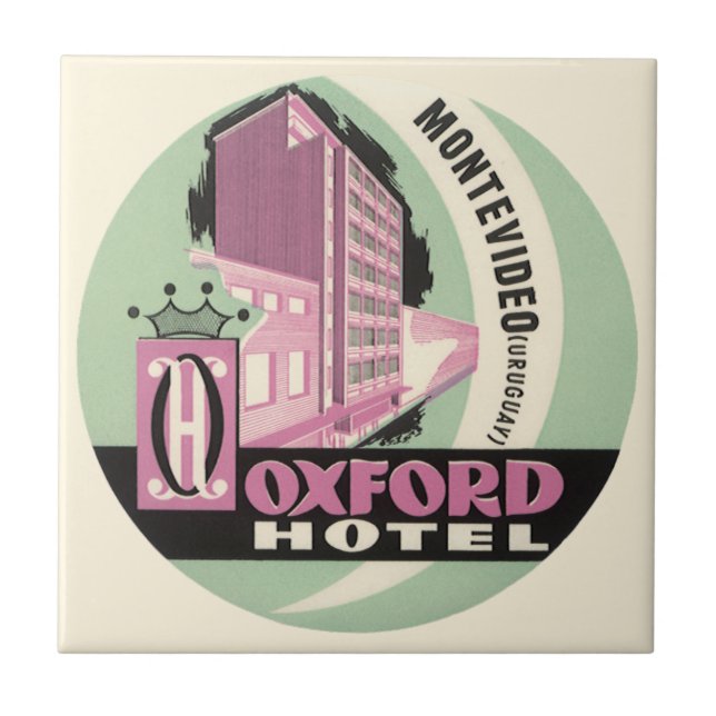 Oxford Hotel, Montevideo, Uruguay, Vintage Travel Tile (Front)
