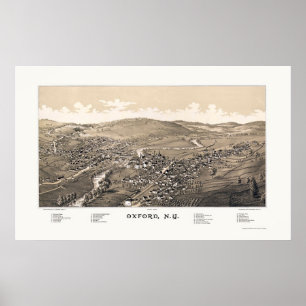 Oxford NY Panoramic Map 1888 Poster