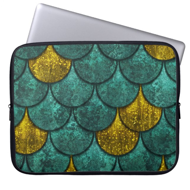 Oxide Metallic: Fish Scales Texture Laptop Sleeve (Front)