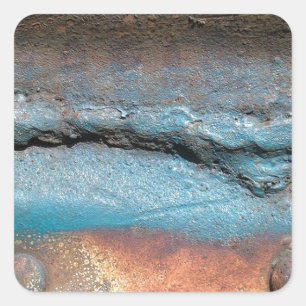 Oxidised Metal Square Sticker