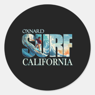 Oxnard California Beach Surfing Classic Round Sticker