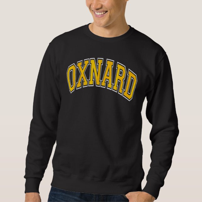 Oxnard California Ca Varsity Style Amber Text Sweatshirt (Front)