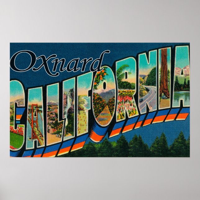 Oxnard, California - Large Letter Scenes Poster (Front)