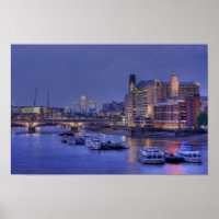 Oxo Tower and Thames River at night