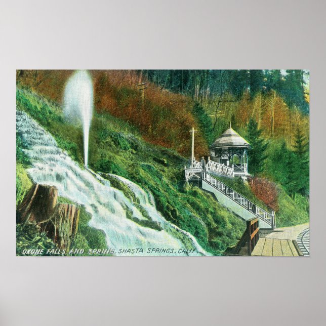 Oxone Falls and Spring ViewShasta Springs, CA Poster (Front)