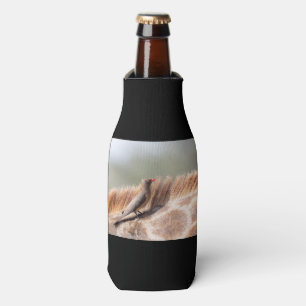 Oxpecker on a giraffe bottle cooler