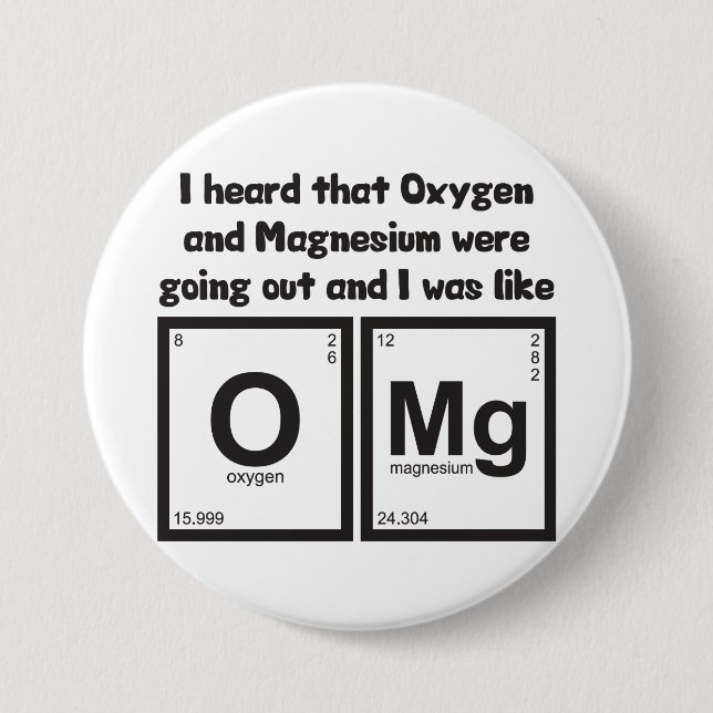 Oxygen And Magnesium OMG 7.5 Cm Round Badge (Front)