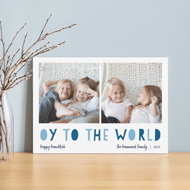 Oy to the World | 2 Photo Hanukkah Holiday Card (Creator Uploaded)
