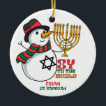 Oy To The World Cute Happy Hanukkah Ceramic Tree Decoration<br><div class="desc">Searching for great gifts for Chrismukkah,  Christmas or Hanukkah? Check out this item and our full collection of fun,  unique personalised items for that special someone in your circle.</div>