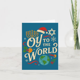 Oy To The World Funny Hanukkah Christmas Jewish Ho Card