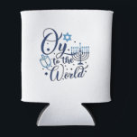 Oy to the World Hanukkah Jewish Funny  Can Cooler<br><div class="desc">Jewish holiday humour,  Hanukkah 2025,  menorah celebration,  oy vey joke,  Hanukkah pun,  Jewish Christmas parody,  holiday season Jewish humour,  festive Jewish saying,  menorah tee</div>