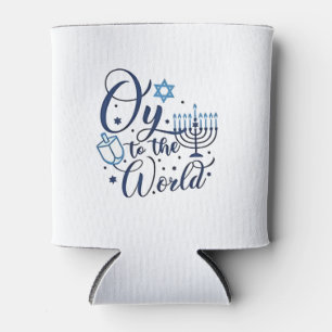 Oy to the World Hanukkah Jewish Funny  Can Cooler