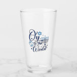 Oy to the World Hanukkah Jewish Funny  Glass<br><div class="desc">Jewish holiday humour,  Hanukkah 2025,  menorah celebration,  oy vey joke,  Hanukkah pun,  Jewish Christmas parody,  holiday season Jewish humour,  festive Jewish saying,  menorah tee</div>