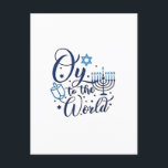 Oy to the World Hanukkah Jewish Funny  Holiday Postcard<br><div class="desc">Jewish holiday humour,  Hanukkah 2025,  menorah celebration,  oy vey joke,  Hanukkah pun,  Jewish Christmas parody,  holiday season Jewish humour,  festive Jewish saying,  menorah tee</div>