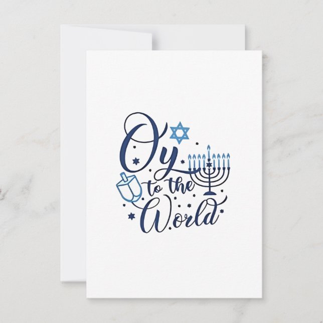 Oy to the World Hanukkah Jewish Funny  Invitation (Front)