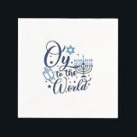 Oy to the World Hanukkah Jewish Funny  Napkin<br><div class="desc">Jewish holiday humour,  Hanukkah 2025,  menorah celebration,  oy vey joke,  Hanukkah pun,  Jewish Christmas parody,  holiday season Jewish humour,  festive Jewish saying,  menorah tee</div>