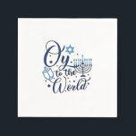 Oy to the World Hanukkah Jewish Funny  Napkin<br><div class="desc">Jewish holiday humour,  Hanukkah 2025,  menorah celebration,  oy vey joke,  Hanukkah pun,  Jewish Christmas parody,  holiday season Jewish humour,  festive Jewish saying,  menorah tee</div>