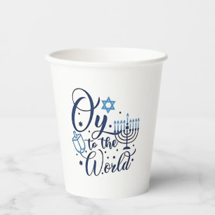 Oy to the World Hanukkah Jewish Funny  Paper Cups