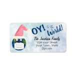 OY to the World Pandemic Holiday Return Address Label<br><div class="desc">This funny return address label is perfect for your pandemic Christmas, Hanukkah or general holiday mailings. It features a cute design with the planet earth wearing a Santa hat and a face mask, on a blue watercolor background. There is a caption above the address reading: OY to the World -...</div>