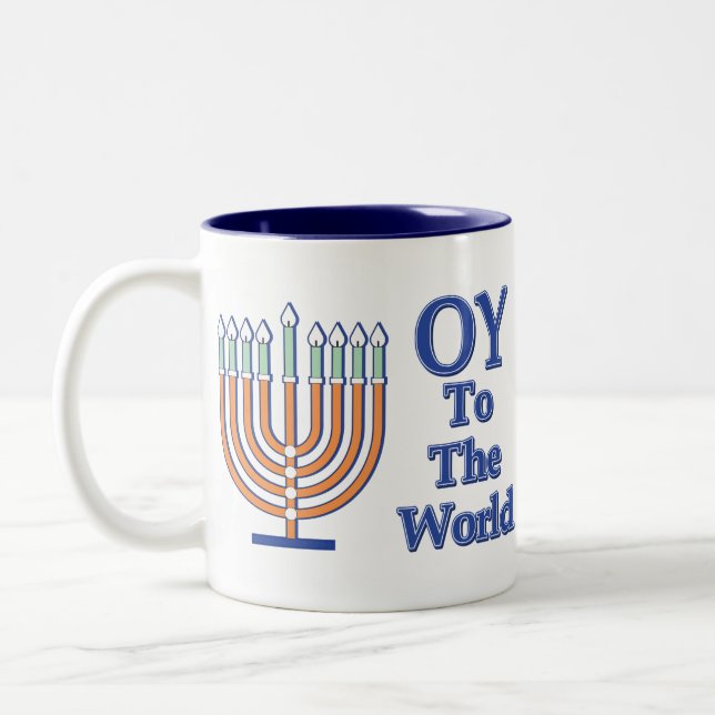 Oy-To-The-World Two-Tone Coffee Mug (Left)