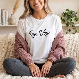 Oy Vey Funny Jewish Expression Minimalist Script T-Shirt