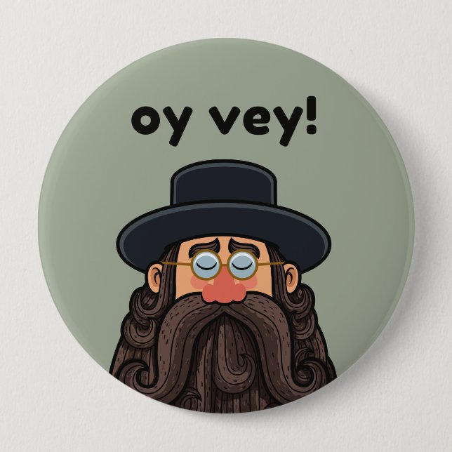 OY VEY! Funny RABBI Peronalized 10 Cm Round Badge (Front)