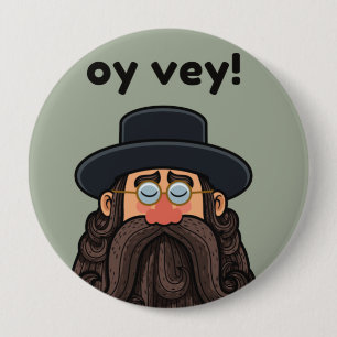 OY VEY! Funny RABBI Peronalized 10 Cm Round Badge