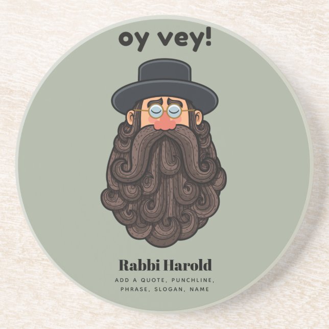 OY VEY! Funny RABBI Peronalized Coaster (Front)