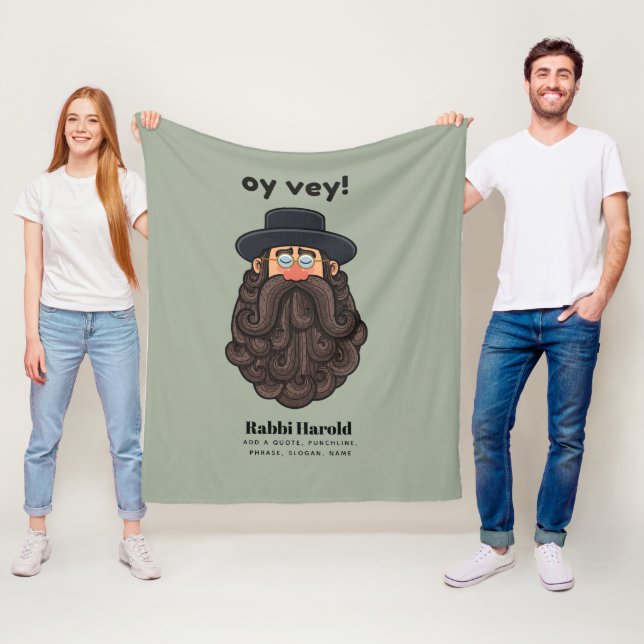 OY VEY! Funny RABBI Peronalized Fleece Blanket (In Situ)
