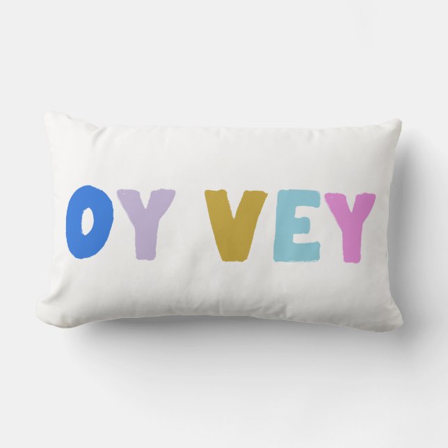 Oy Vey Funny Yiddish Expression Cute Colourful Lumbar Cushion (Front)