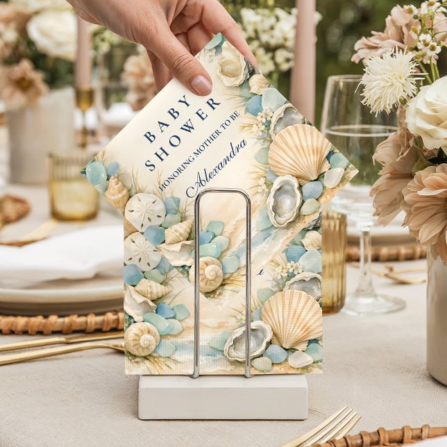 Oyster And Starfish Beach Baby Shower Napkin (Creator Uploaded)