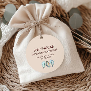 Oyster Aw Shucks We're Glad You're Here Wedding Favour Tags