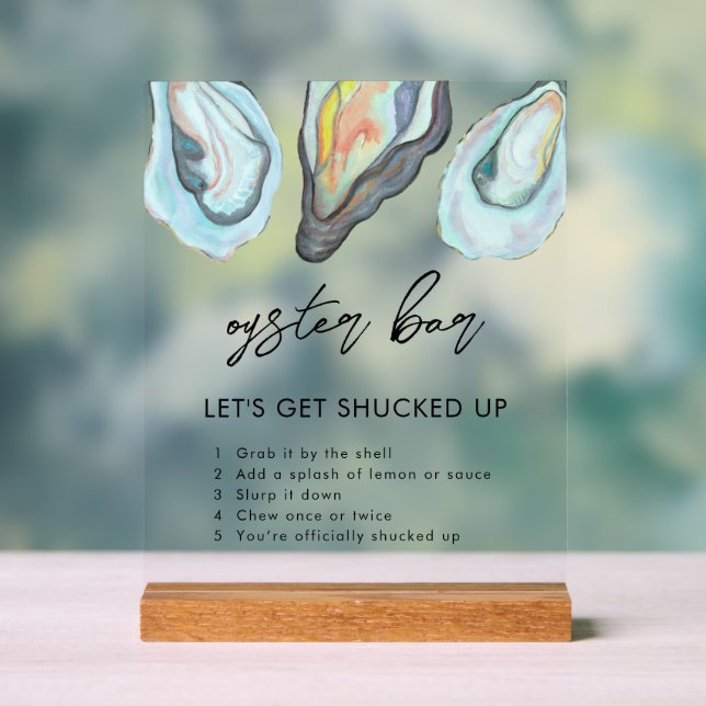 Oyster Bar Coastal Seaside Wedding Sign, Acrylic Sign (Neutral)