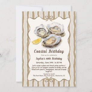 Oyster Birthday Party Elegant Coastal Invitation