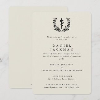 Oyster/Black Asclepius Medical School Graduation Invitation