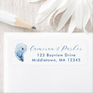 Oyster Blue Watercolor Wedding Return Address