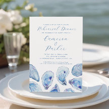 Oyster Casual Wedding Rehearsal Blue Watercolor