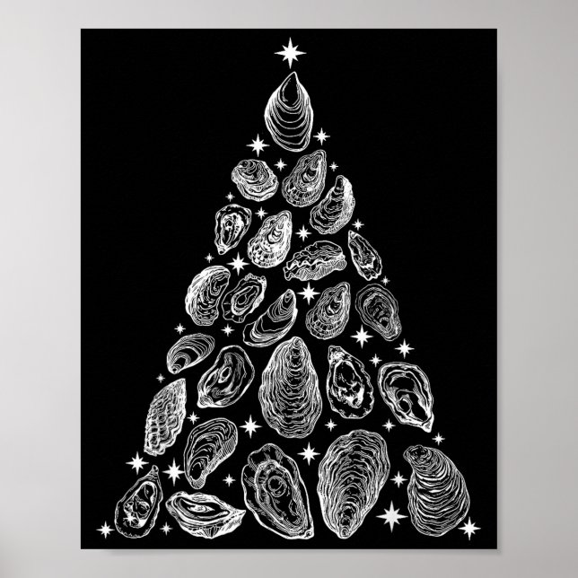 Oyster Christmas Tree Seafood Shellfish Holiday Be Poster (Front)