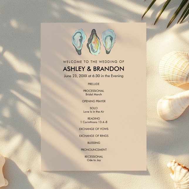 Oyster Coastal Seaside Wedding Ceremony Programme (Creator Uploaded)
