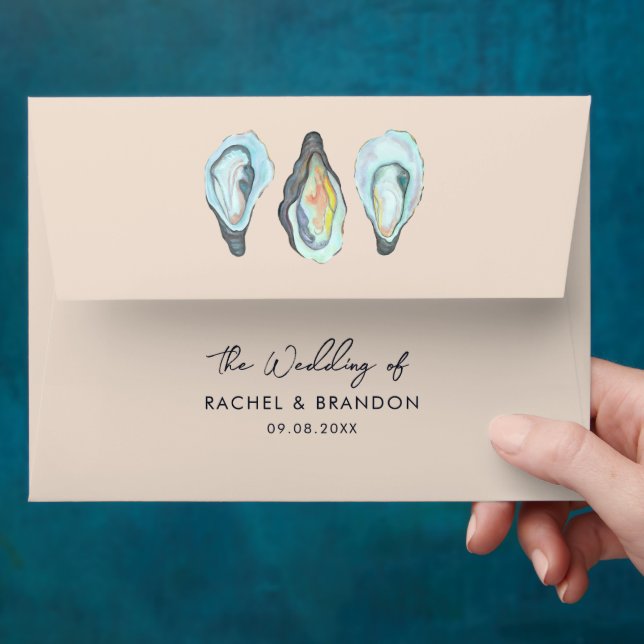 Oyster Coastal Seaside Wedding Invitation  Envelope (Hand)