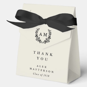 Oyster/Cream Monogram Laurel Wreath Graduation Favour Box
