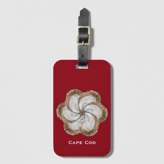 Oyster Flower Luggage Tag - Design C - Red (Front Vertical)