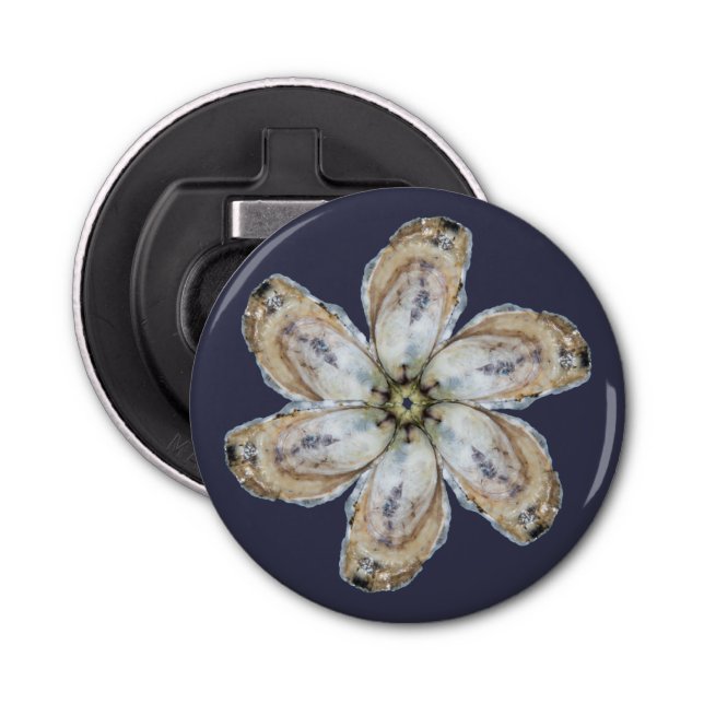 Oyster Flower Magnet Bottle Opener - Design A (Front)