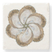 Oyster Flower Marble Coaster - Design C